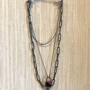 super cute, hello kitty, layered chain necklace with hello kitty locket charm🖤